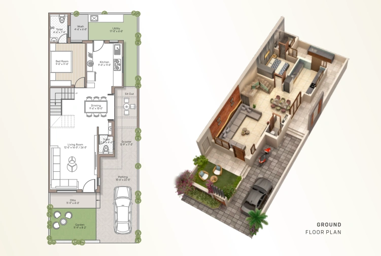 Aerial view of luxury bungalows development